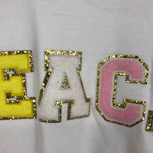 Fleece Lined Plus 2X TEACH Sweatshirt NWOT; Glitter Around Letters; Teac… - Picture 7 of 9